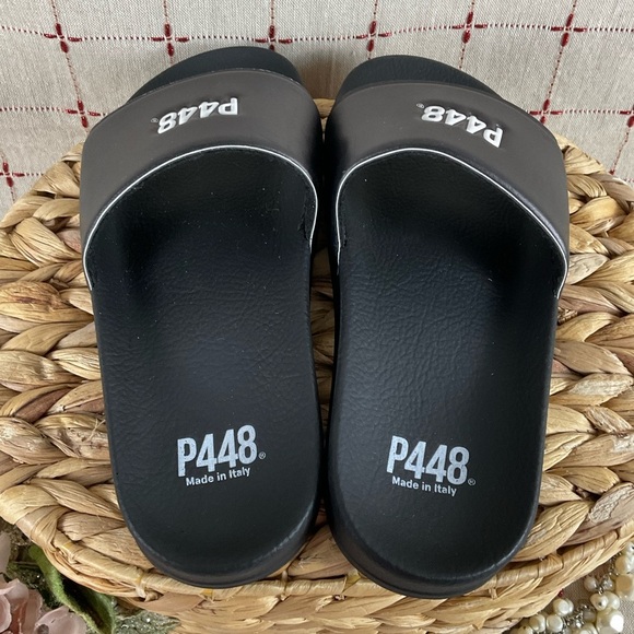 P448 Super Water Resistant Slide Sandal Women's 36 6/6.5 Contoured Footbed Black - Picture 3 of 6